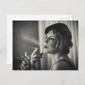 Retro vrouw roken briefkaart (Voorkant / Achterkant)