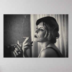 Retro vrouw roken poster