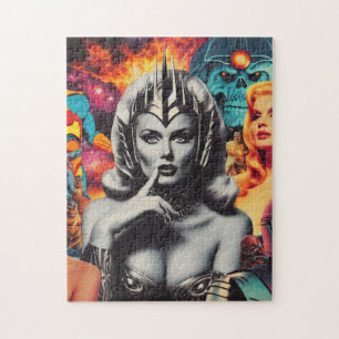 Retro Vrouw Sci-fi Collage Legpuzzel