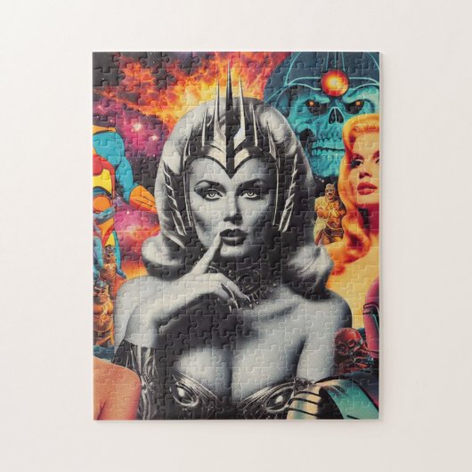 Retro Vrouw Sci-fi Collage Legpuzzel (Verticaal)