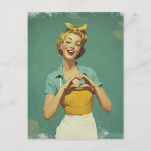 Retro Vrouw Stuurt Liefde Briefkaart