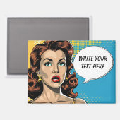 Retro vrouw tekst magneet (Voorkant / Achterkant)