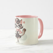 Retro vrouwelijk katje met kattenbril mok (Voorkant rechts)