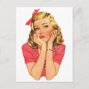  Retro Vrouwen Advertentie Meisje 'Wat' Briefkaart