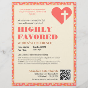 Retro Vrouwen Christelijk Ministry Roze Bloemen Flyer