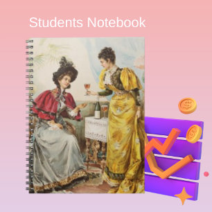 Retro Vrouwen Drink Wijn Notitieboek