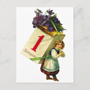  retro vrouwen gelukkig nieuwjaar meisje feestdagenkaart
