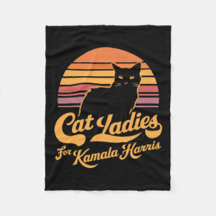 Retro Vrouwen Kamala Harris Cat Lady Fleece Deken