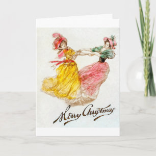 Retro vrouwen LGBT lesbische kerst kaart