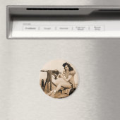 Retro Vrouwen Machine Gunner Meisje Magneet (Insitu (Vaatwasser))