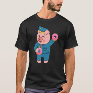 Retro Vrouwen Mannen Varkens Cop Boerderij Dier I T-shirt