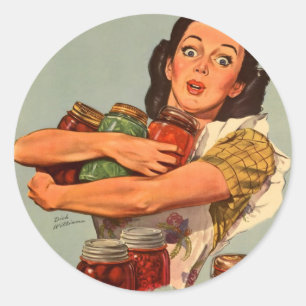  Retro Vrouwen WW2 Natuurlijk kan ik dat! Ronde Sticker