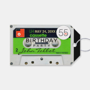 Retro W Audiotape 55e verjaardag Dank u Label Cadeaulabel
