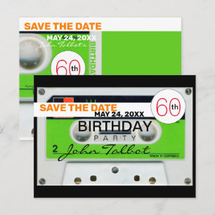 Retro W Audiotape 60e verjaardag Save the Date HPC Feestdagenkaart