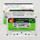 Retro W Audiotape 90e verjaardag Uitnodiging (Voorkant / Achterkant)