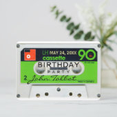 Retro W Audiotape 90e verjaardag Uitnodiging (Staand voorkant)