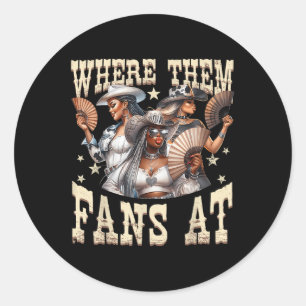 Retro waar ze fans zijn bij Melanin Cowgirls Count Ronde Sticker