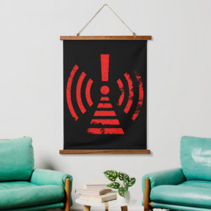 Retro Waarschuwingssymbool voor Energie Terughoude Hangend Wandkleed