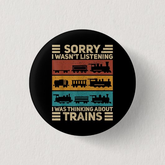 Retro Wagon Trein Liefhebber Model Railroad Conduc Ronde Button 3,2 Cm (Voorkant)