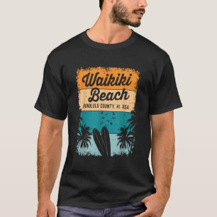 Retro Waikiki Beach Gifts Souvenir Mannen Vrouwen  T-shirt