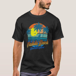 Retro Waikiki Beach Honolulu Hawaii Summer Beach V T-shirt