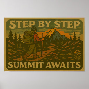 Retro wandelen Motivatie Poster