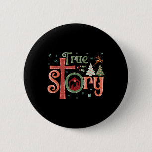 Retro Ware Verhaal Jezus Kerstmis Kribbe Scene Ch Ronde Button 5,7 Cm