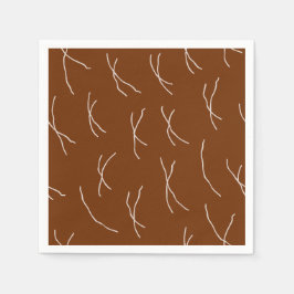 Retro Warm Abstract Dashes | Dark Brown Servet