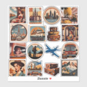 Retro Warme Kleuren Waterverf Reizen Stickers (Vel)