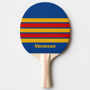 Retro Warmhartig Over Gestreept met Naam Tafeltennisbatje