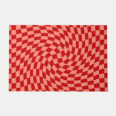 Retro Warped Red Peach Checkered Dorm Deurmat (Voorkant)
