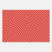 Retro Warped Red Peach Checkered Dorm Inpakpapier Vel (Voorkant 3)