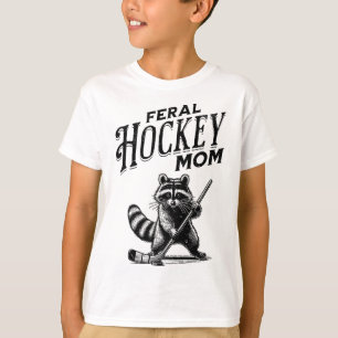 Retro Wasbeer Verwilderde Hockey Moeder Hockey Spe T-shirt
