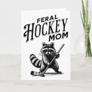 Retro Wasbeer Wilde Hockey Moeder Hockey Speler Af Kaart