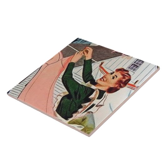 retro  wasdame tegeltje (Zijkant)