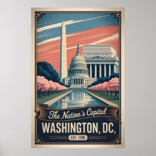 Retro Washington DC De Hoofdstad Van Het Land Poster