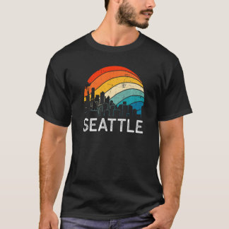 Retro Washington Seattle Skyline  Urban Sky T-shirt