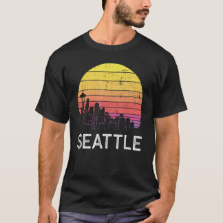 Retro Washington Seattle Skyline Vintage Urban Bui T-shirt