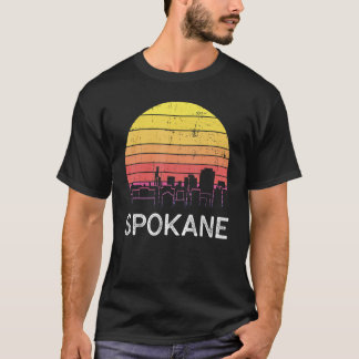 Retro Washington Spokane Skyline  Urban Bui T-shirt