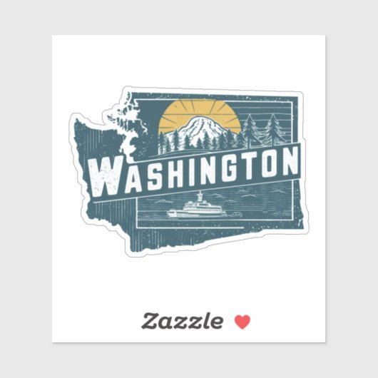 Retro Washington State Car Sticker (Vel)