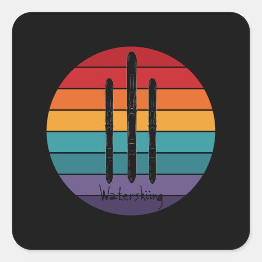 Retro Waterskiing - Water Ski Vierkante Sticker (Voorkant)
