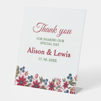 Retro Waterverf Florals Reclamebord Met Voetstuk