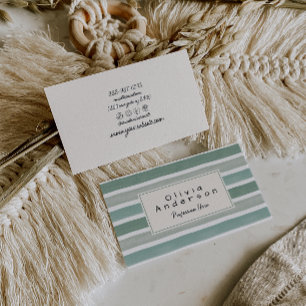 Retro Waterverf Green Stripes Trendy Neutral Boho Visitekaartje