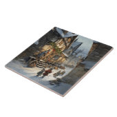  Retro Waterverf Kerstdorp Tegeltje (Zijkant)