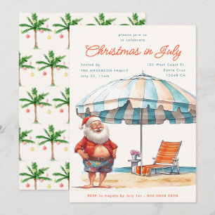 Retro Waterverf Kerstmis in juli Zomerfeest Feestdagenkaart