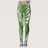  retro Waterverf palmbladeren Leggings (Voorkant)