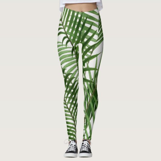  retro Waterverf palmbladeren Leggings (Voorkant)