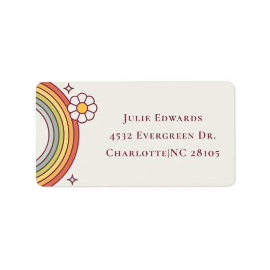 Retro Waterverf Rainbow Boho Adreslabel Etiket (Voorkant)