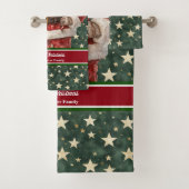 Retro Waterverf Santa Aangepaste badhanddoek set Bad Handdoek (Insitu)