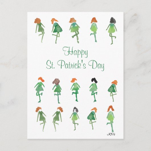 Retro Waterverf St. Patrick's Day Irish Dance Briefkaart (Voorkant)